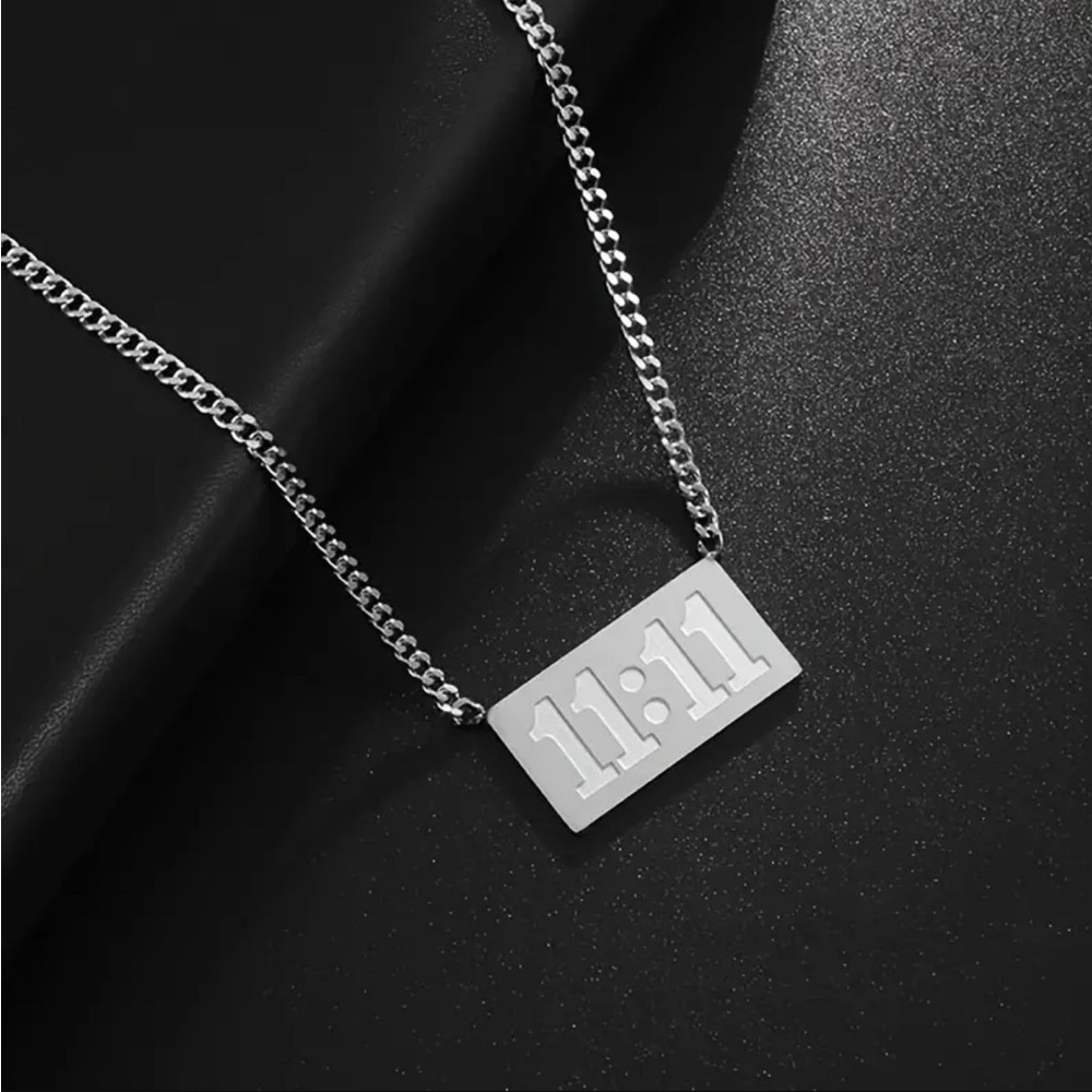 11:11 make a wish silver stainless steel necklace boho casual unisex